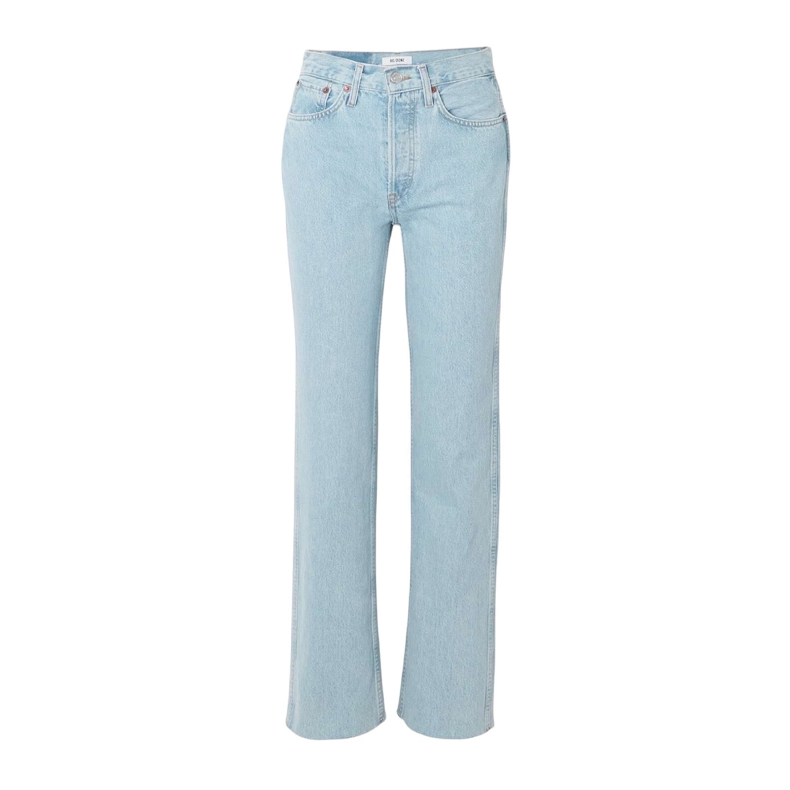 Re/Done 90’s High Waist Rise Light Denim Wash Straight Legs Jeans